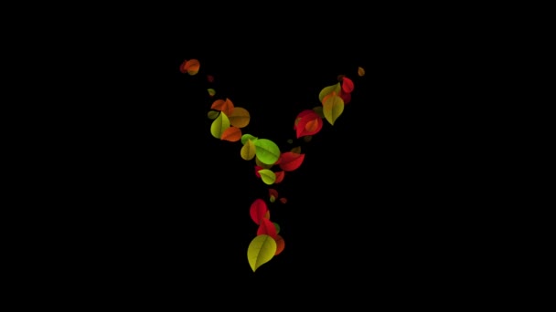 Carta Y maiúscula feita com folhas coloridas — Vídeo de Stock