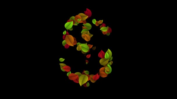 Renkli yapraklardan yapılmış dolar sembolü — Stok video