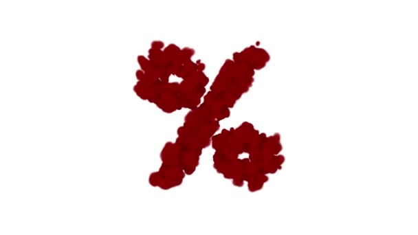 Animación Con Símbolo Porcentaje Sangre Aparece Centro Desvanece Con Viento — Vídeo de stock