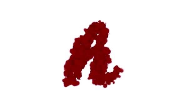 血のアルファベットの概念 文字Hは中央に表示され 風と共に消えます 白に隔離 — ストック動画