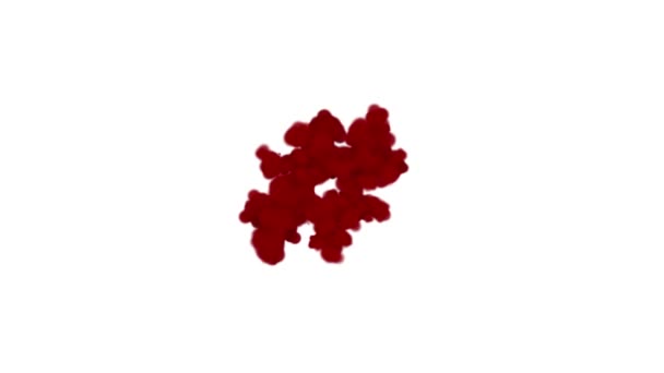 animation with blood hash symbol, appears in center and fades away with wind, isolated on white