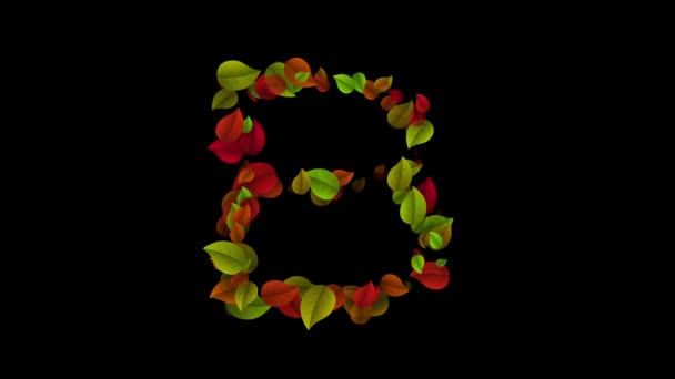Letra B mayúscula hecha con hojas de color — Vídeos de Stock