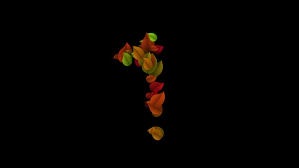 Number 1 made with colored leafs — Stock Video