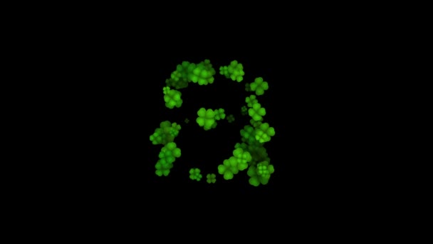 Кловерна літера Нижній регістр розкривається на чорному тлі — стокове відео