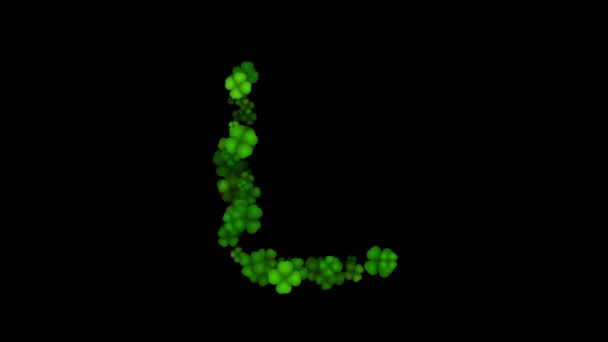 Клевер буква L прописная выявить на черном фоне — стоковое видео