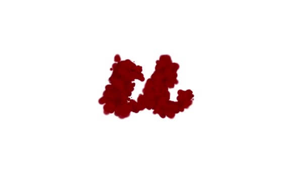 血のアルファベットの概念は 文字Uは中央に表示され 白に隔離された風で離れてフェード — ストック動画