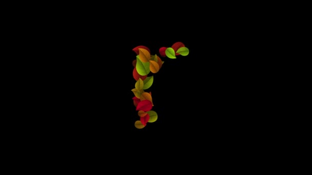 Letra R minúscula hecha con hojas de color — Vídeos de Stock
