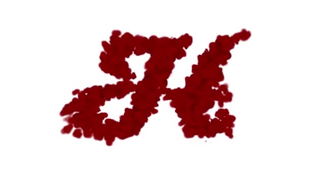 血液字母表的概念 字母H出现在中间 随风消失 与白色隔离 — 图库视频影像