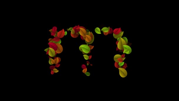 Letter M lowercase made with colored leafs — 비디오