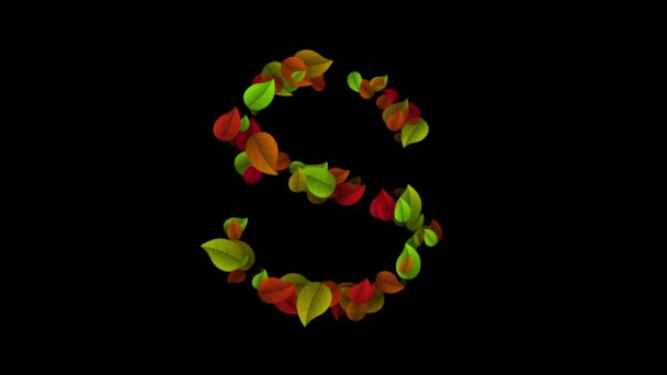 Letter S uppercase made with colored leafs — Stock Video