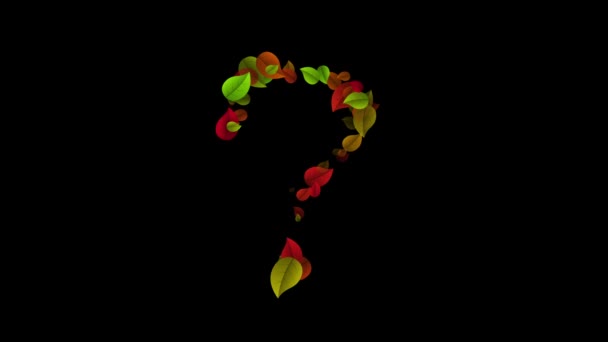 Vraag symbool gemaakt met gekleurde bladeren — Stockvideo
