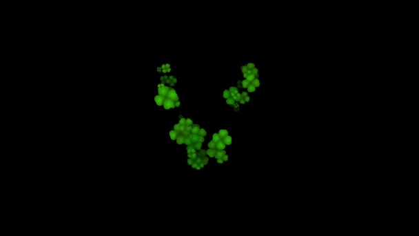 Clover písmeno V malé odhalit na černém pozadí — Stock video