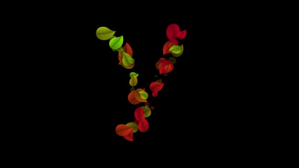 Letter Y lowercase made with colored leafs — Stock Video