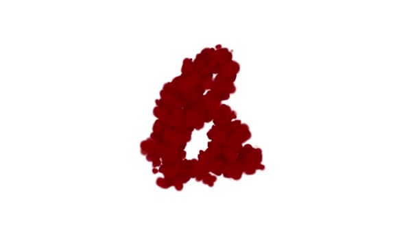 血のアルファベットの概念は 文字Bは中央に表示され 白に隔離された風で離れてフェード — ストック動画