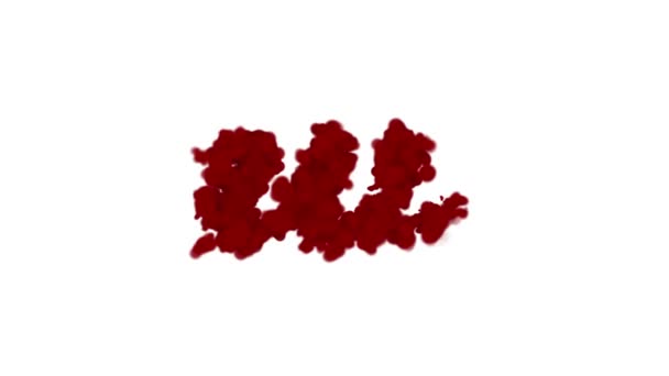 血のアルファベットの概念は 文字Wは中央に表示され 白に隔離された風で離れてフェード — ストック動画