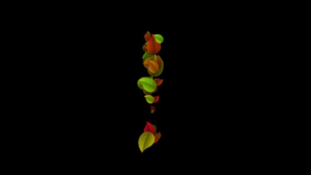 Símbolo do ponto de exclamação feito com folhas coloridas — Vídeo de Stock