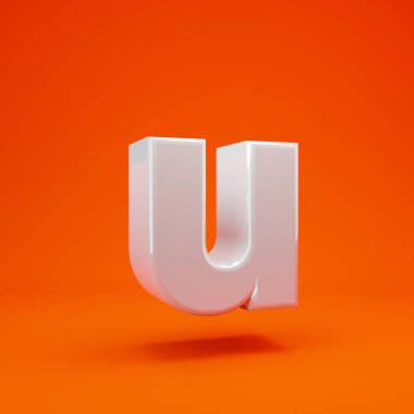 Sıcak turuncu arka planda küçük harfli U harfi. Yıldönümü için en iyisi, doğum günü partisi, kutlama.