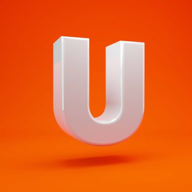 Sıcak turuncu arka planda büyük harfli bir U harfi. Yıldönümü için en iyisi, doğum günü partisi, kutlama.