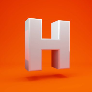 Sıcak turuncu arka planda beyaz, 3d harfli H büyük harf. Yıldönümü için en iyisi, doğum günü partisi, kutlama.