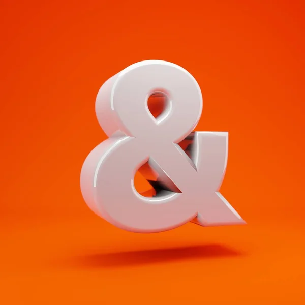 White Glossy Ampersand Symbol Hot Orange Background Best Anniversary Birthday — 스톡 사진