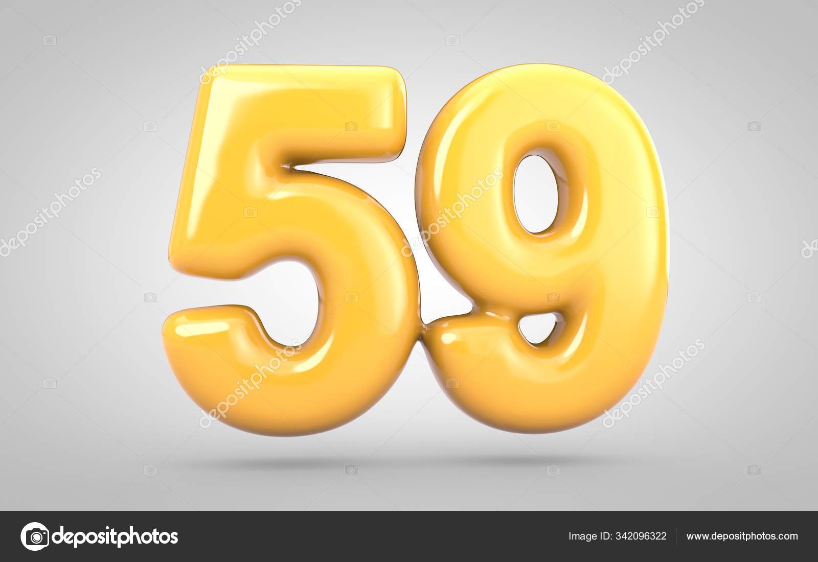 Yellow Bubble Gum number 59 isolated on white background. — Stock Photo