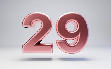 Rose Gold number 29 isolated on white background