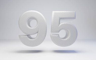 White carbon fiber number 95 isolated on white.