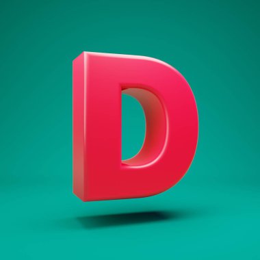 Pink 3d letter D uppercase on mint background