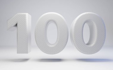 White carbon fiber number 100 isolated on white.