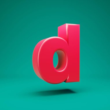 Pink 3d letter D lowercase on mint background