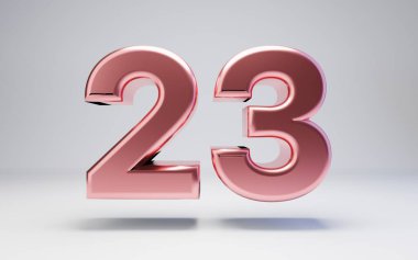 Rose Gold number 23 isolated on white background