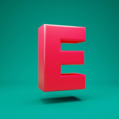 Pink 3d letter E uppercase on mint background