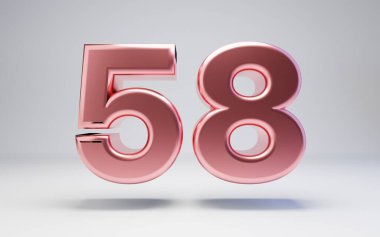Rose Gold number 58 isolated on white background