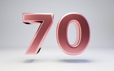 Rose Gold number 70 isolated on white background