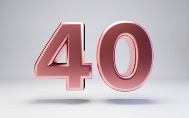 Rose Gold number 40 isolated on white background