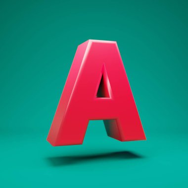 Pink 3d letter A uppercase on mint background
