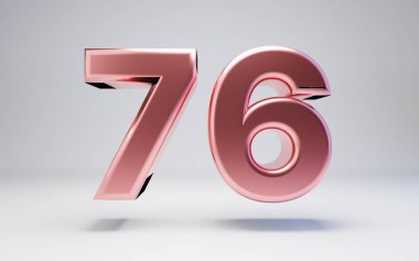 Rose Gold number 76 isolated on white background