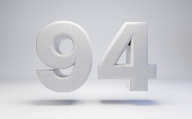 White carbon fiber number 94 isolated on white.