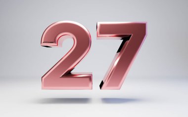 Rose Gold number 27 isolated on white background