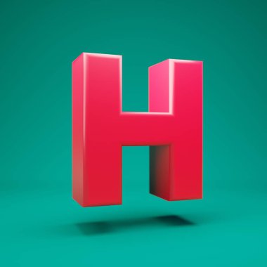 Pink 3d letter H uppercase on mint background