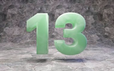 Jade number 13 on rocky backgrond clipart