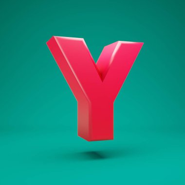 Pink 3d letter Y uppercase on mint background