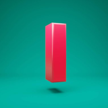Pink 3d letter L lowercase on mint background