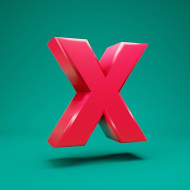 Pink 3d letter X uppercase on mint background