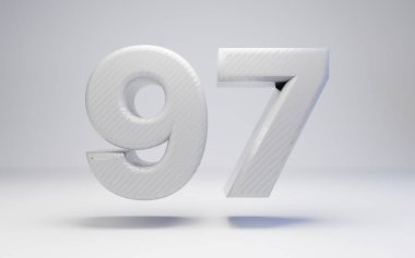 White carbon fiber number 97 isolated on white.