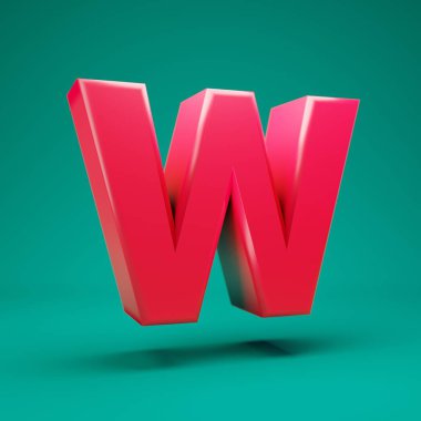 Pink 3d letter W uppercase on mint background