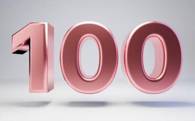 Rose Gold number 100 isolated on white background