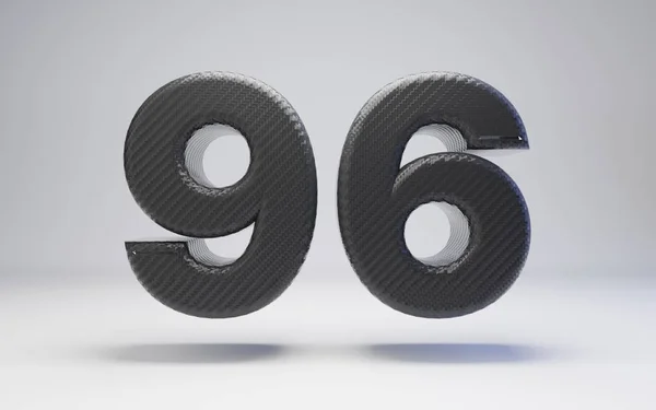 Czarne włókno węglowe numer 96 izolowane na białym. — Zdjęcie stockowe