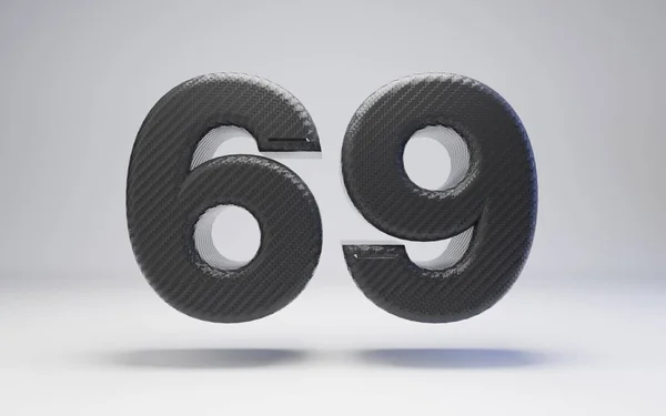 Fibra de carbono negro número 69 aislada en blanco . — Foto de Stock