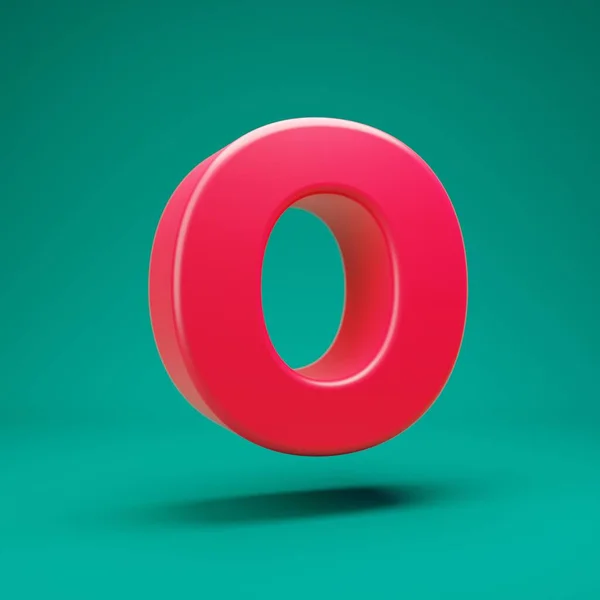 Pink 3d letter O uppercase on mint background — 图库照片